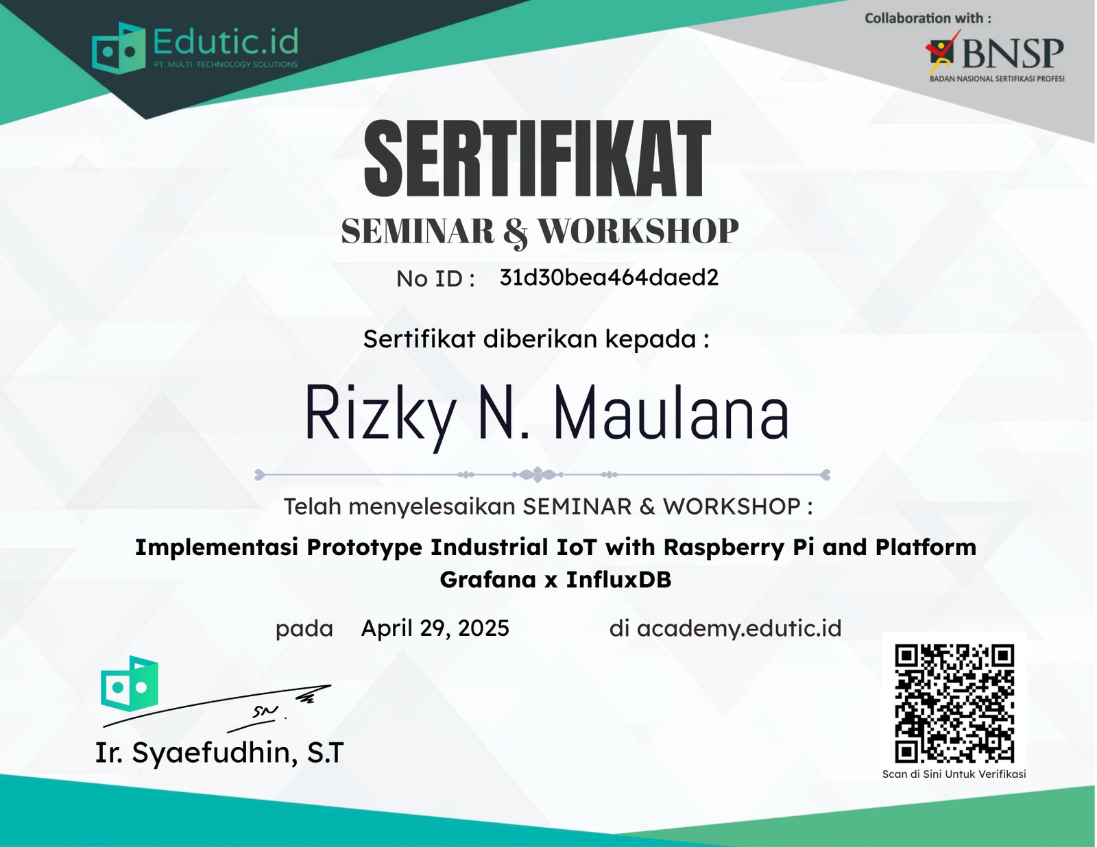 Implementasi Prototype Industrial IoT with Raspberry Pi and Platform Grafana x InfluxDB